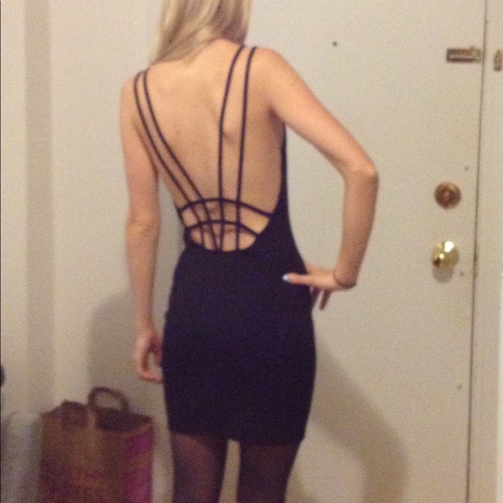 Nasty Gal Black Open Back Web Cut Out Dress